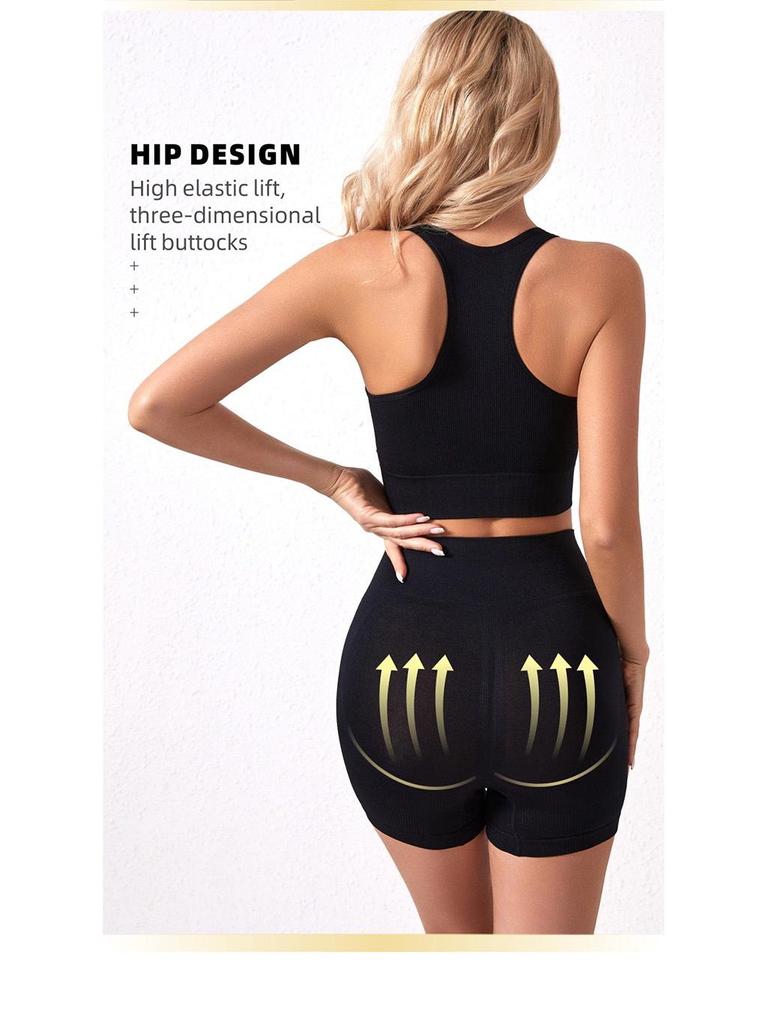 Plus Size Wirefree Push-Up Sports Bra & Boyleg Panties Set for Women