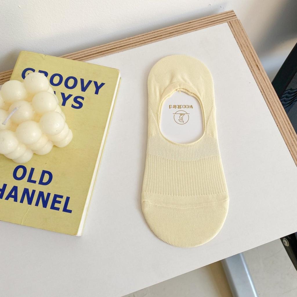 Solid Color Basic Vertical Strip Silicone Non-Slip Invisible Socks For Women Do Not Fall Off The Heel Shallow Mouth, Summer Versatility