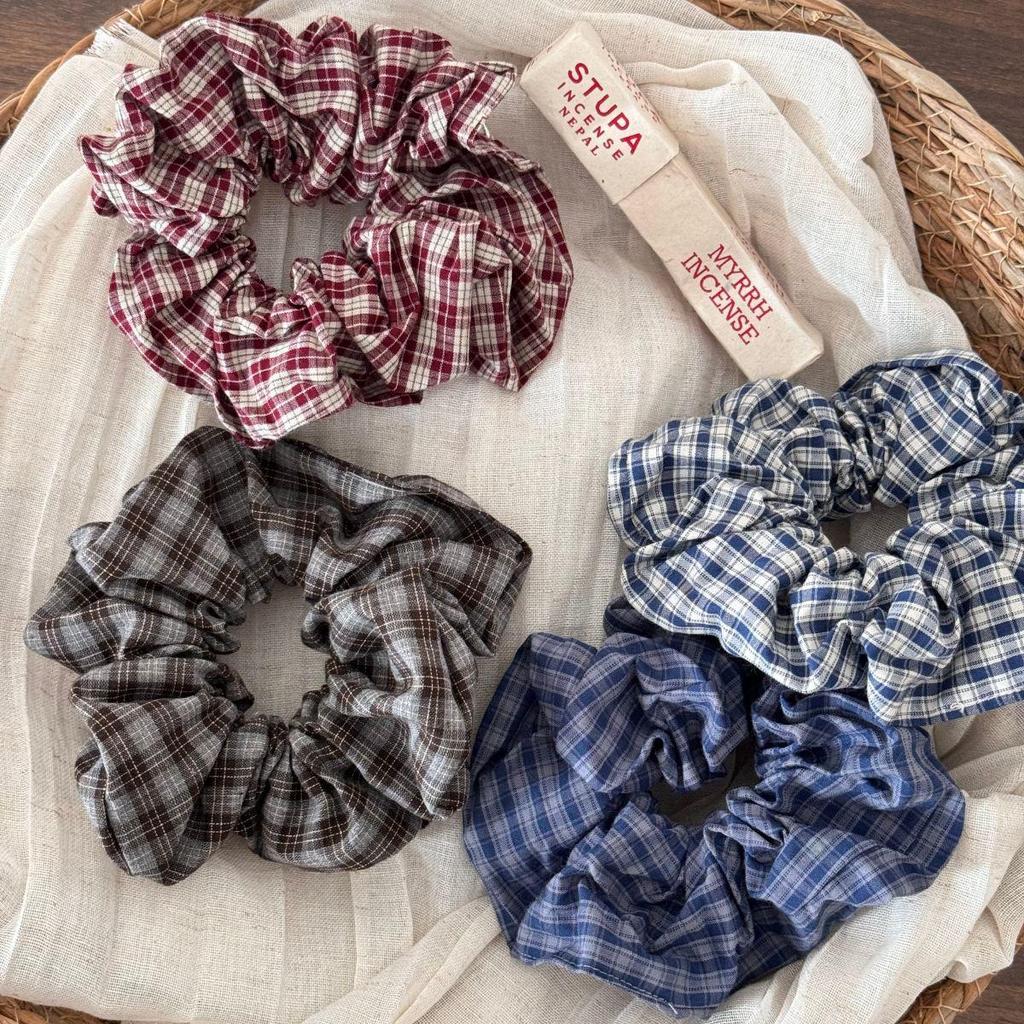 Retro Plaid Large Intestine Hair Tie - Elastic Ponytail Holder & Hair Accessory