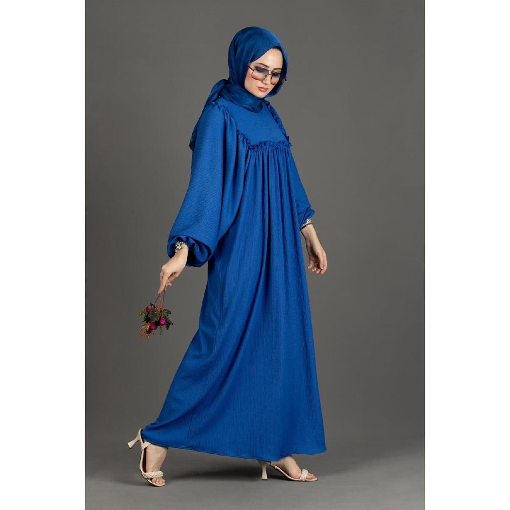 Ruffled Robe Wrap Dress-black