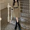 New French Style Petite Knit Dress for Women, Long Sleeve Loose Knit Base Dress for Fall Winter
