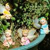 4 sztuk/zestaw Fairy Garden kwiat do składania anioły Ornament miniaturowy wystrój figurki z żywicy