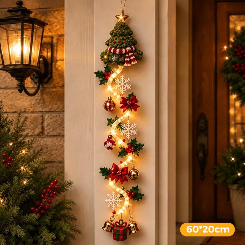 Leuchtender Weihnachts-Türhänger Spiralstil Anhänger mit Glocke Schneeflocken-Dekor Für Weihnachten 2026 Hausgarten Aufhängung Fensterdekor Geschenk