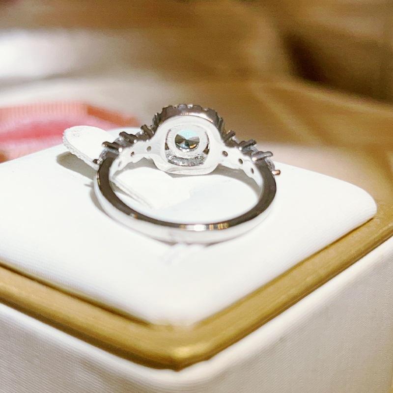 European and American Zircon Imitation Gem Rings Sapphire Rings Sky Blue