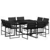 VidaXL Garden Dining Set with Cushions 9 Pcs Black Textilene, Outdoor Dining Set, Dining Furniture of 3295078