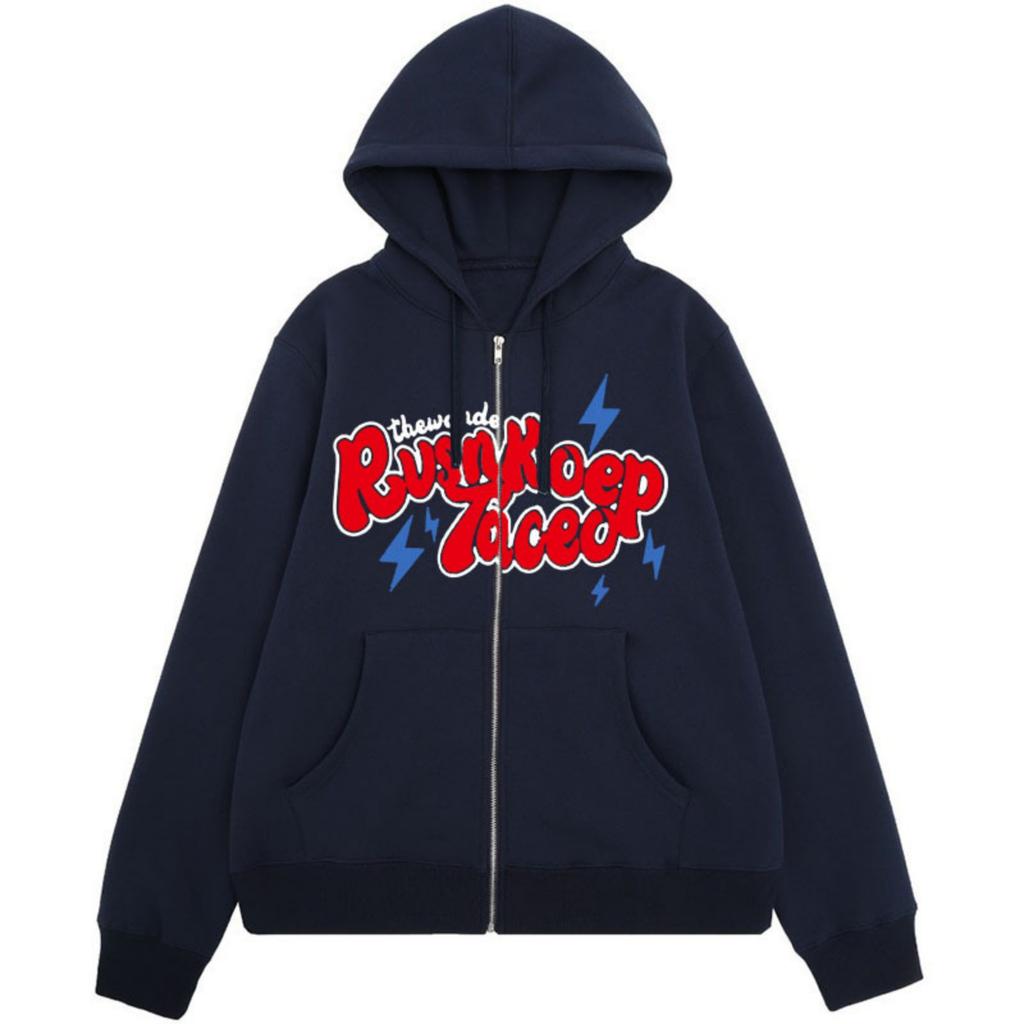 Men's And Women's Casual Solid-color Zipper Hoodie, Men's Trendy Letter-printed Hoodie Jacket