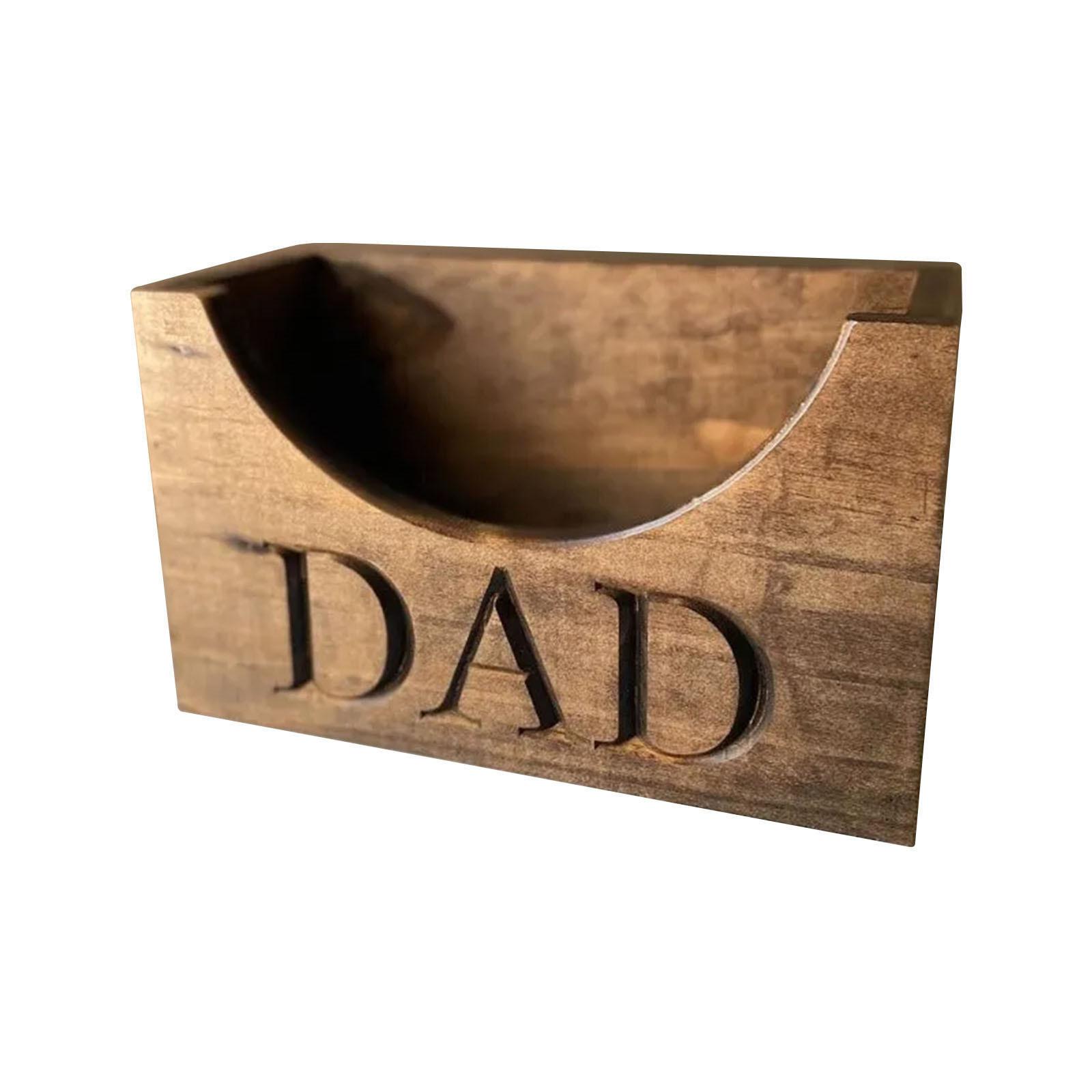 Wooden Desk Organizer for Office or Home Use with Engraved DAD Design Multifunctional Storage Holder Stand One Size