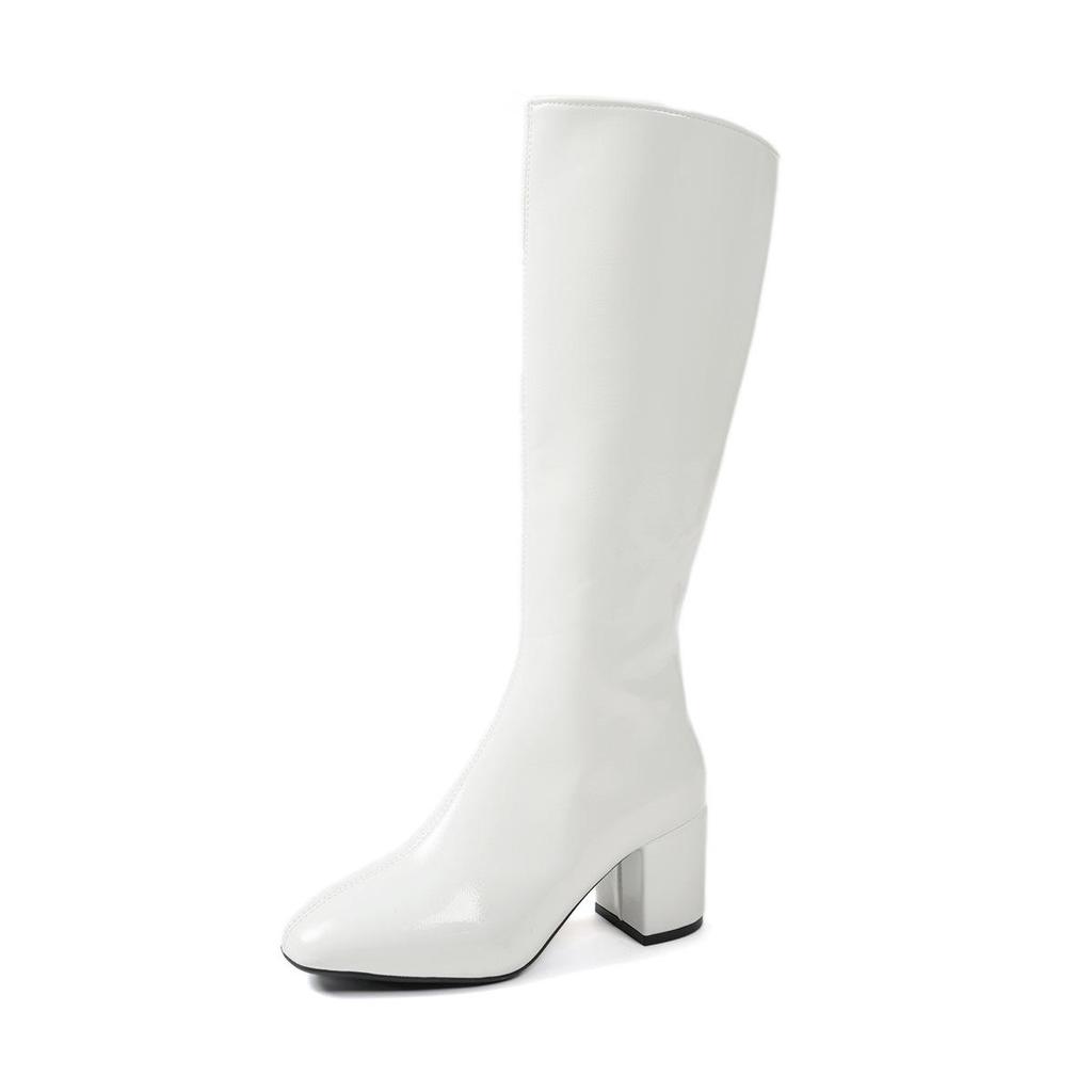 Autumn 2025 Women's Knee-High Boots, Square Toe, Plus Sizes 41-42, Side Zipper, High Heels