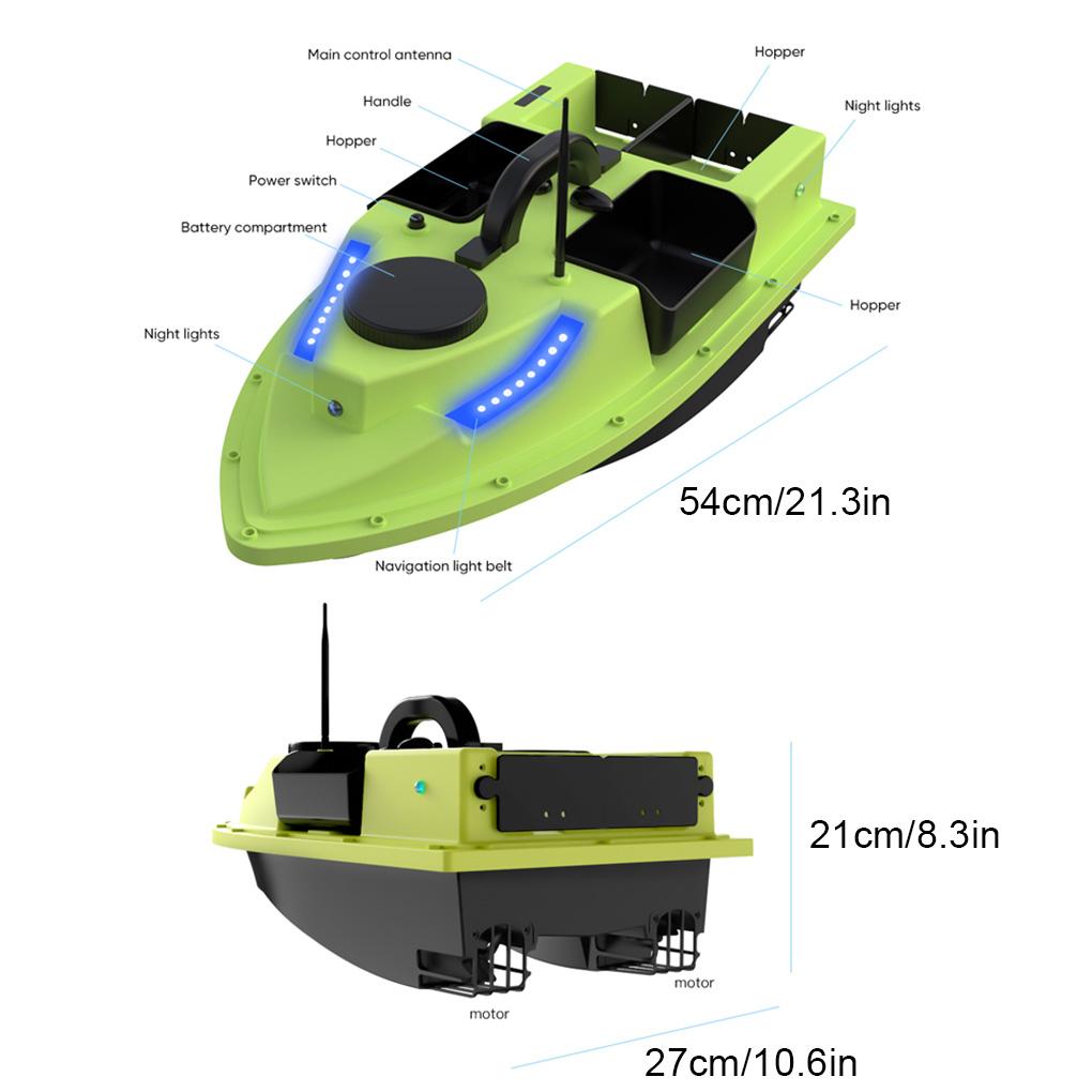 GPS Wireless RC Fishing Bait Boat 500m Control with 4 Bait Containers 2KG Payload Fish Finder Automatic Cruise Route Correctio