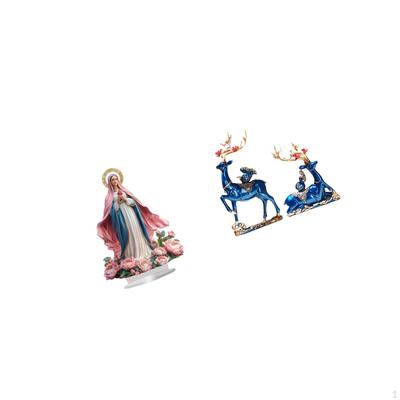 Nativity Scene Sculpture Acrylic Table Decoration Deer Statue Standing Ornament Reindeer Figurine