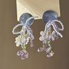 Rice Beads Beaded Flower Round Earrings Women's Fresh and Fashionable Stud Earrings High-end Commuting Versatile Earrings