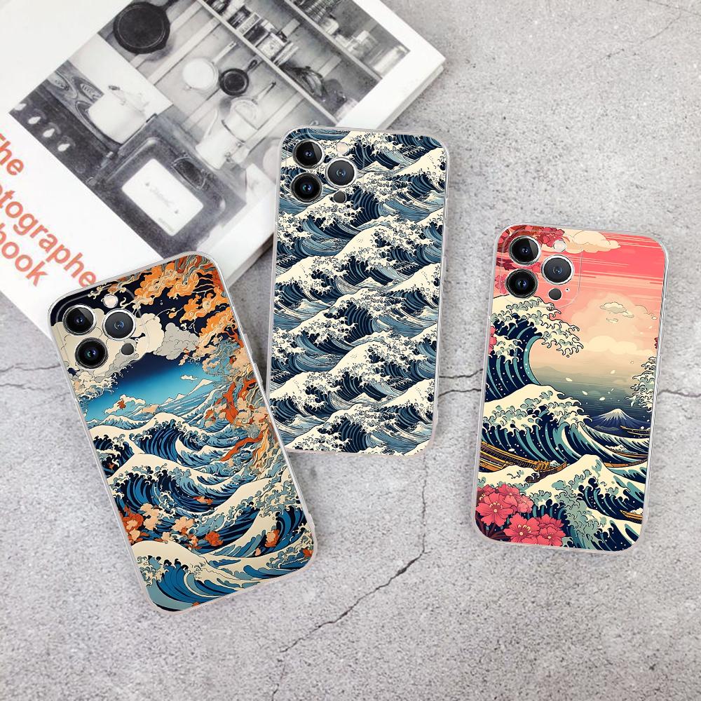 Kanagawa Great Wave Anime Phone Case For IPhone 16 15 14 13 12 Mini 11 Pro XS Max X XR SE 6 7 8 Plus Soft Silicone Cover