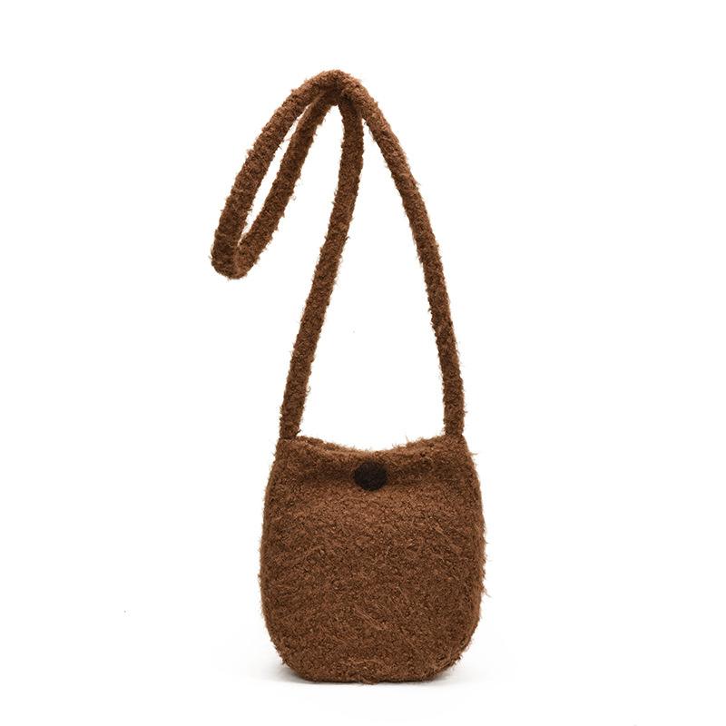Winter Plush Bag Women's 2025 New Versatile Shoulder Messenger Bag Large-capacity Woolen Bucket Bag