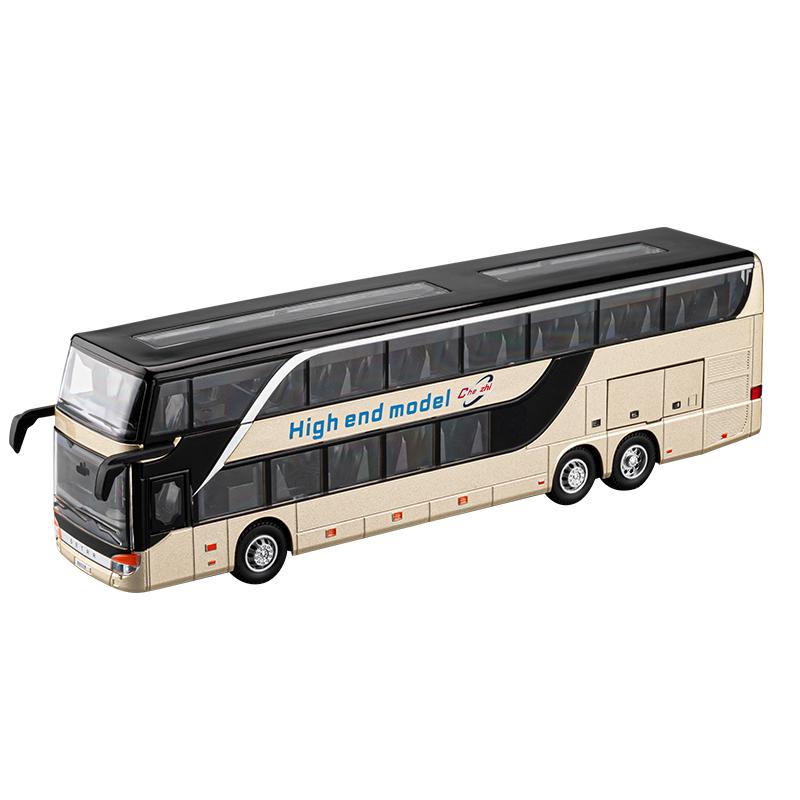 

1:30 Simulation City Tourism Double layered Business Bus Alloy Model Bus with Sound and Light Children s Toy Car золотой
