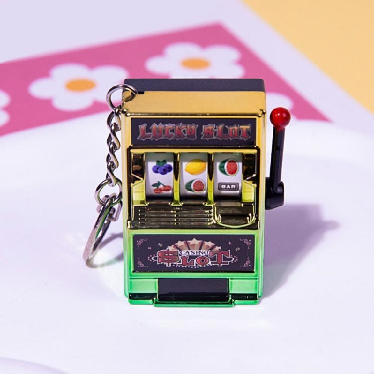 Miniature Fruit Slot Machines Keychain Charm Colorful Accessory for Bags Portable Entertainment Phone Chain Decoration