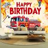 Superficie piana 2D 1 pezzo di telo di sfondo per festa di compleanno dei pompieri cabina fotografica a tema fuoco