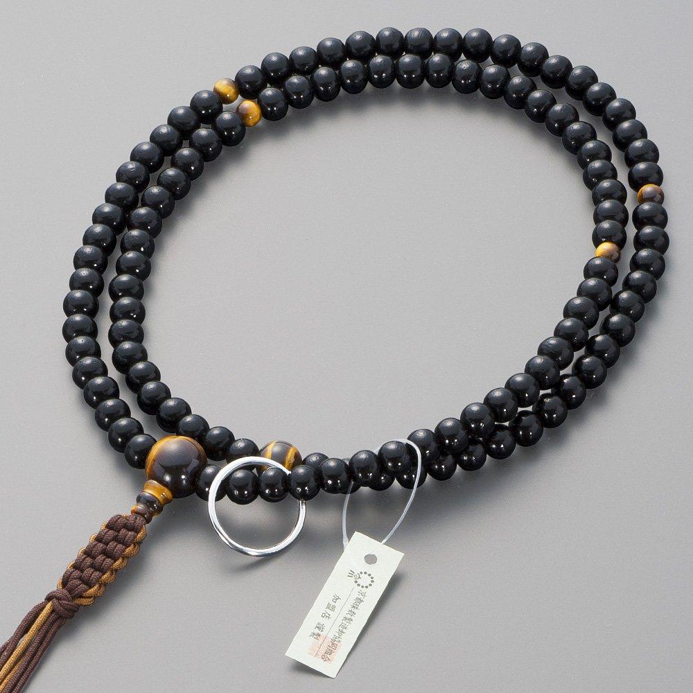 Buddhist Altar Shop Takita Shoten Buddhist Prayer Beads, Soto Zen Zen Buddhist Formal Prayer Beads [For Men] Polished Ebony with Tiger's Eye Finish,