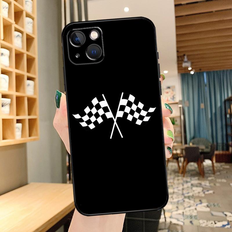 

Checked Flag Racing Car Phone Case For iPhone 11 12 13 14 15 16 Pro Max mini Back Cover For iPhone XR X XS Max Plus iPhone 16 Plus