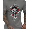 Men's Gothic Skull & Roses Graphic T-Shirt - Edgy Barbed Wire Anchor Tee Short Sleeve