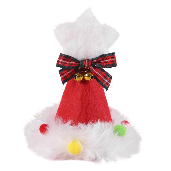 Christmas Pet Scarf Knitted Cat Scarf with Pompom Xmas Trees Santa Claus Scarf Fuzzy Xmas Hat with Star Topper for Festive Party Photo Shoots