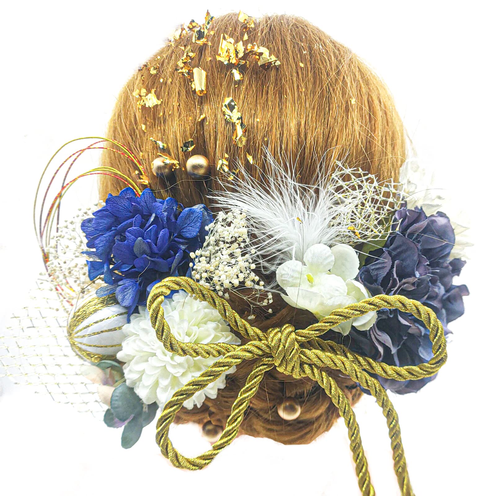 

JZOON [8 Colors Available] Dried Flower Hair Ornament, Dahlia Artificial Flower Ornament, Japanese Ball, Red Hair Accessory, Coming-of-Age Ceremony,