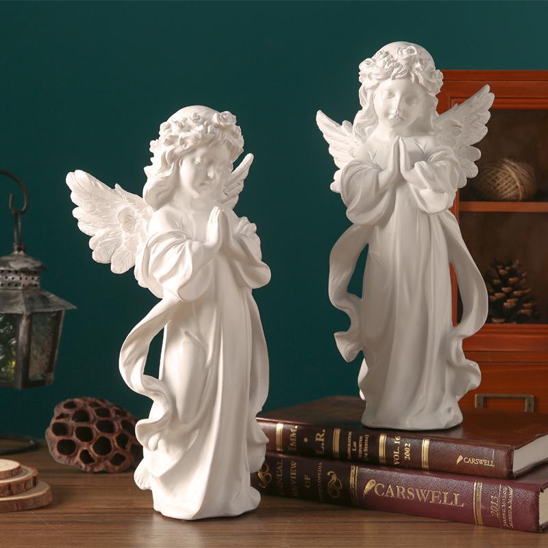 Europäische Retro Engel Figur - Kleine Mädchen Gipsstatue für Kirche Hochzeiten & Fotografie Dekor