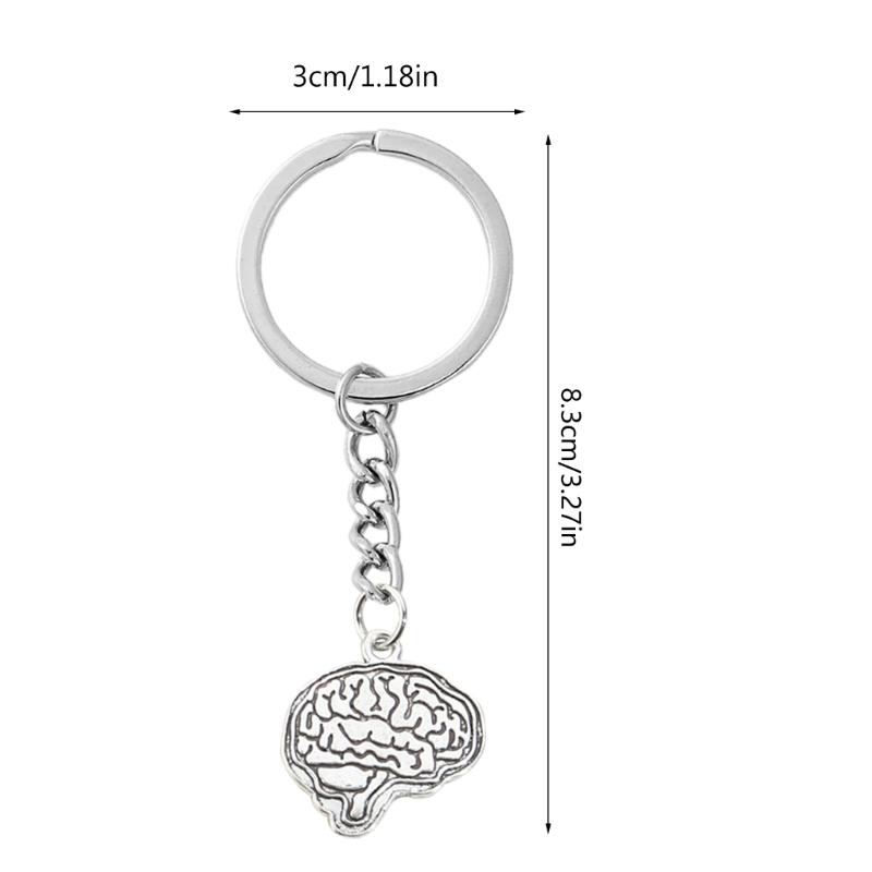 Vintage 3D Brain Keychain Anatomical Organs Body Parts Keyring Pendant For Doctor Graduation Gift Jewelry Handcrafts