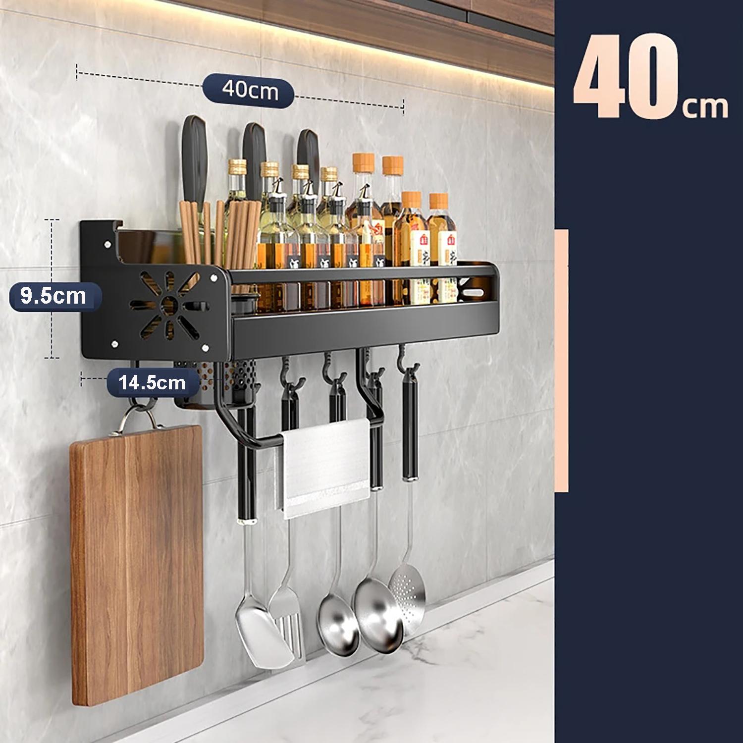 

Многофункциональная стойка для хранения кухонных ножей из нержавеющей стали, перфорированная ложка, палочки для еды, стеллаж для хранения приправ, настенный подвесной нож 1-tier