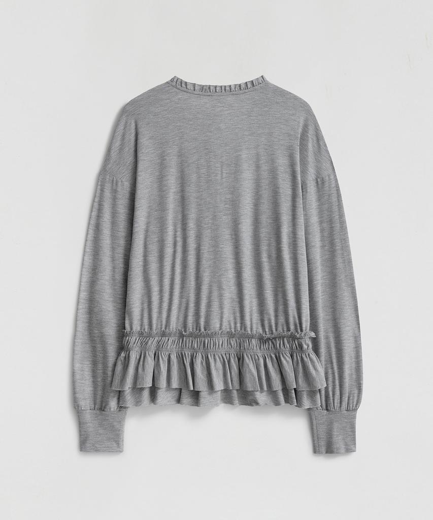 LMOOD WOMEN Ruffle Jersey Tunic Top Gray