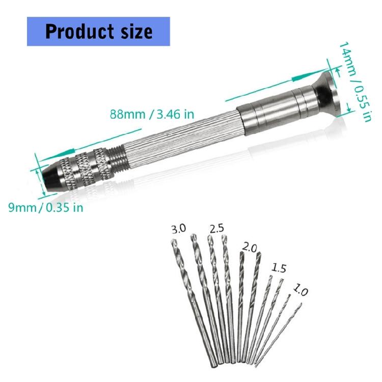 Hand Drill Rotary Tool Manual Twist Drill Bit Aluminum Hand Drill for Jewelry Craft Watchmaker Pin Woodworking