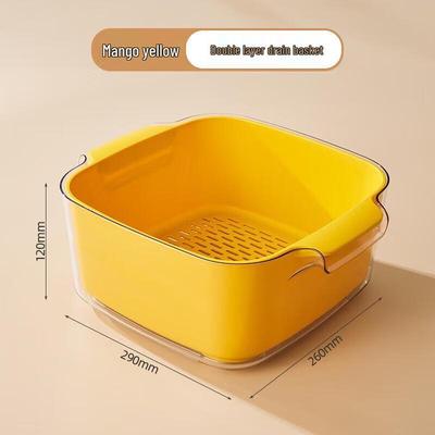 Double-Layer Drain Basket for Fruits and Vegetables