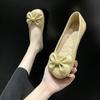 Bow-tie Shallow-mouth Doudou Shoes, One-pedal Soft-soled Soft Leather with Skirt, Single Shoes, Ladyshoes In Spring and Autumn