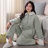 Pajamas Women's Winter Coral Fleece Thickened Fleece Three-layer Padded Cotton Winter Flannel New Padded Jacket Loungewear