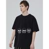 Black T Shirt with Three Skulls and Text Print for Casual Wear