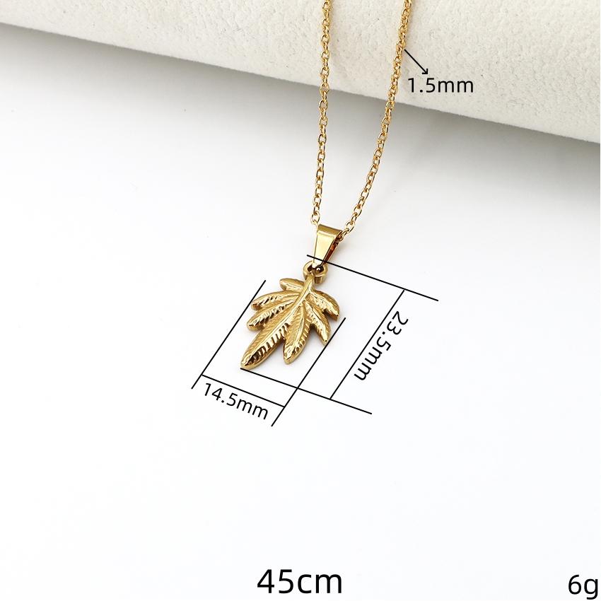 Fashion Trend Original Stainless Steel Jewelry Gold-plated Leaves Hexagonal Star Rose Pendant Necklace