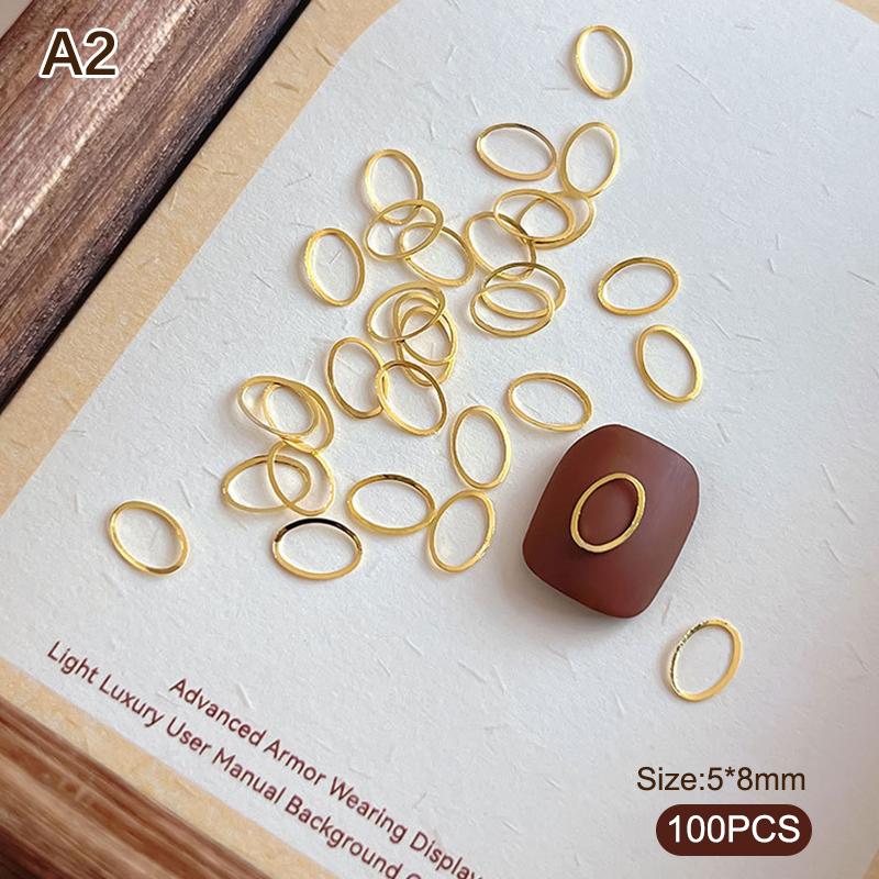 100pcs Alloy Star/Moon 3d Nail Art Charms Gold Flatback Love/Cross/Geometric Nails Decorations Manicure Supplies