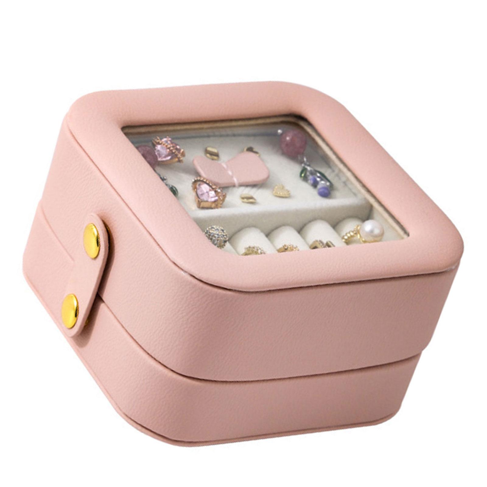 

Portable Accessory Case for Women Unique Traveling Jewelry Storage Holder Case for Organizing Necklaces Rings Earrings розовый