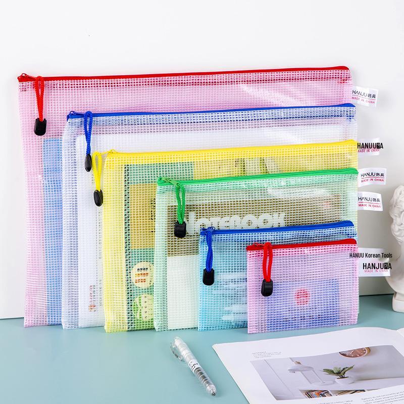 

Водонепроницаемая сетчатая папка на молнии из ПВХ в корейском стиле - Доступна в размерах A3, B4, A4, B5, A5, A6 для документов и счетов 12.5x10.5cm, B8