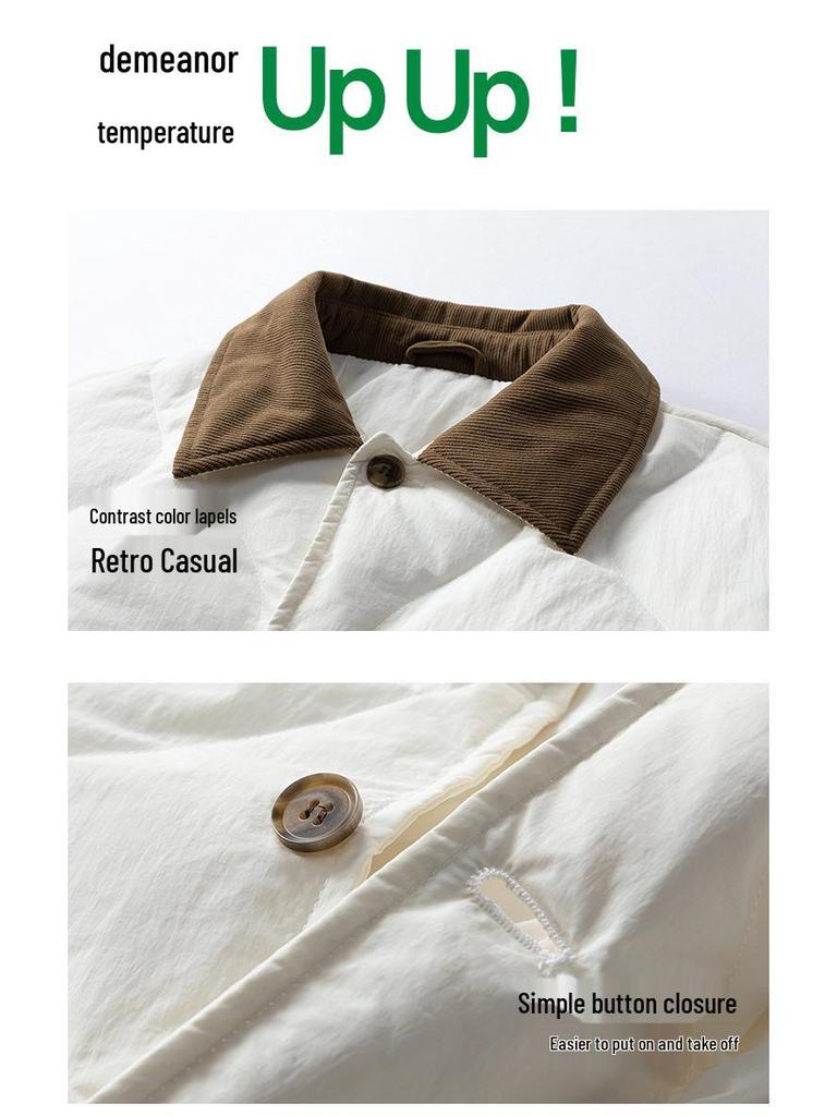 Winter-Daunenjacke für Herren 2025 mit Farbblock-Design und Reverskragen – Schlicht, locker, warm, im Landhausstil für Paare
