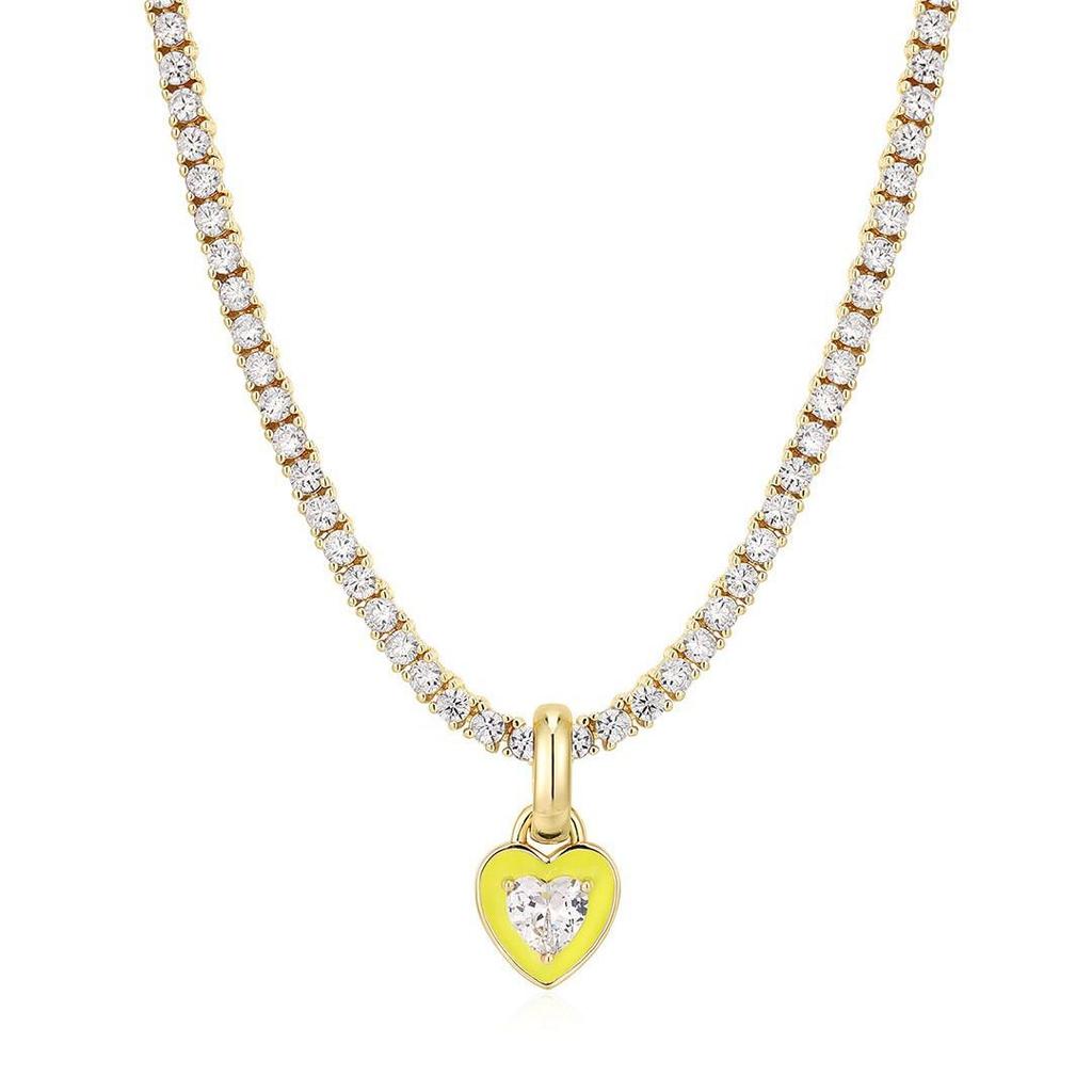 European Light Luxury Emerald Colorfast Tennis Choker Necklace with Colorful Cubic Zirconia