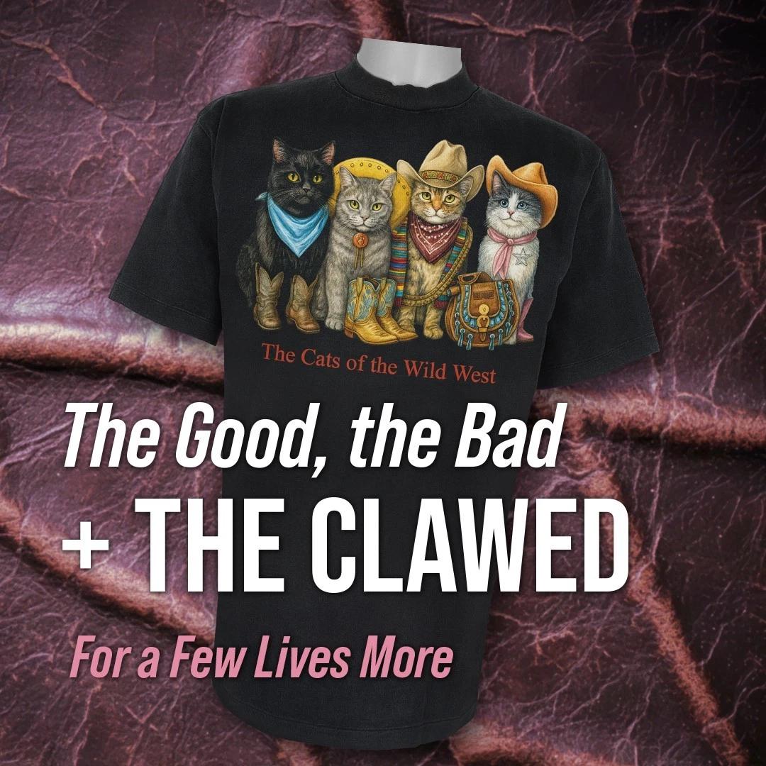 The Cats of the Wild West - Paw Prints Tee 2XL