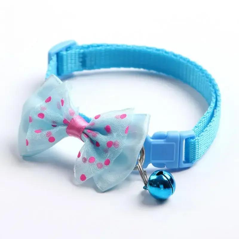 1PCS Adjustable Cat Dog Collars Cute Bow Tie With Bell Pendant Necklace Fashion Necktie Safety Buckle Pet Clothing Accessoreis
