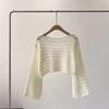 Women’s Short-sleeved Openwork Knitted Top for Spring and Summer A Stylish Lightweight Sun-protective Cover-up