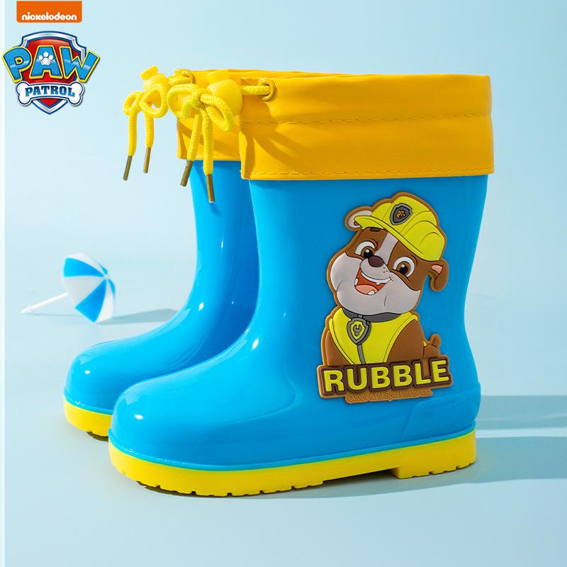Paw Patrol Children's Rain Boots Cartoon Cuffed Fleece-Lined Rain Shoes All-Season Universal Water Shoes Boys and Girls Non-Slip Waterproof Rubber