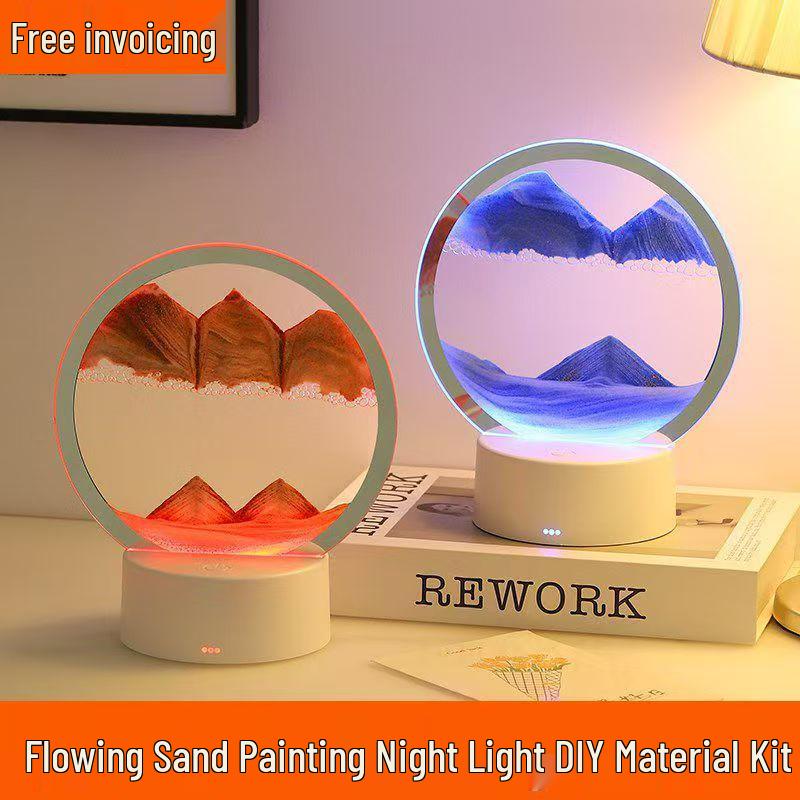 Seven-Color Flowing Sand Night Light DIY Kit: Creative Bedside Decoration Lamp