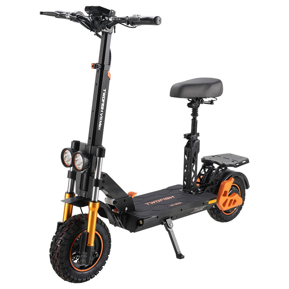TWOFISH V5 MAX Electric Scooter with Seat, 800W Motor, 48V 18Ah Battery, Front 11 Inch & Rear 10 Inch Tires