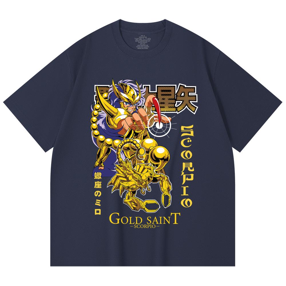 230 Gsm 100% Cotton Saint Seiya V24 Scorpio Print Unisex Heavy Cotton T Shirt