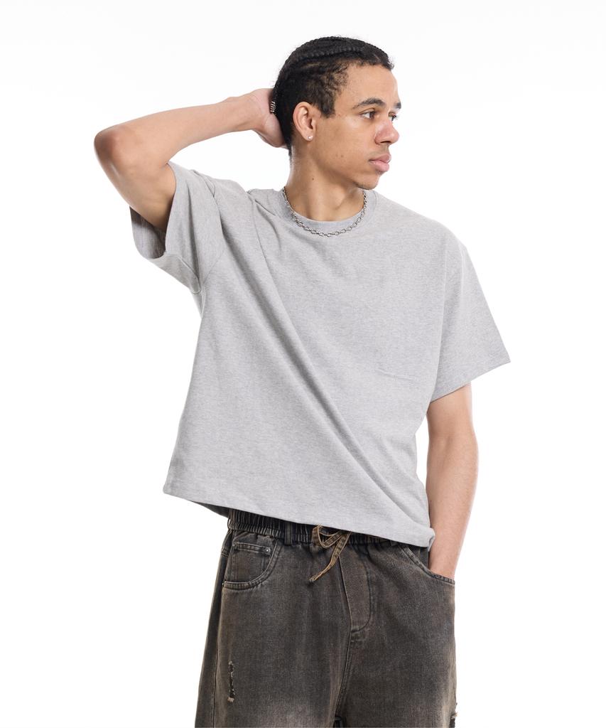 CREAM SODA LAB Tricou Standard Fit Cropped cu Mânecă Scurtă pentru Bărbați Gri