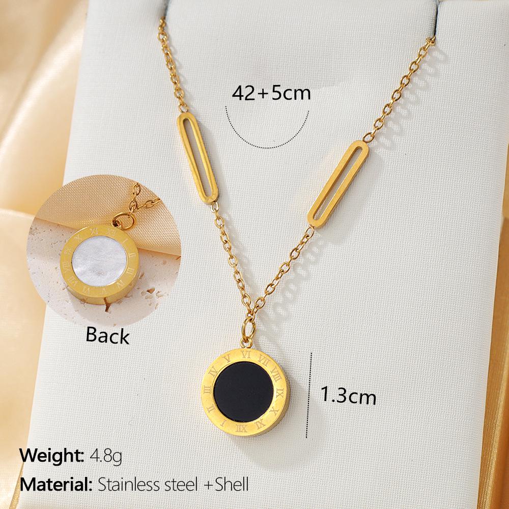 Gold Roman Numeral Stud Earrings & Necklace Set: Stylish, Exquisite Daily Jewelry for Women.