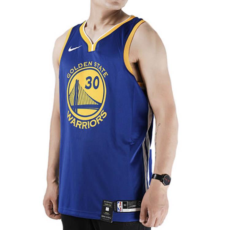 Nike Golden State Warriors Stephen Curry NBA Basketballtrøye Nr. 30 Fan Edition Herretopper Blå 864475-495